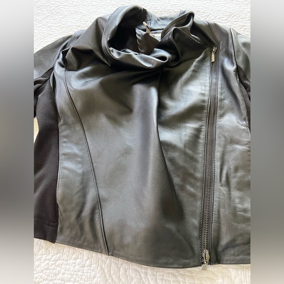 BCBGeneration Leather and Stretchy Knit Jacket Moto, Edgy, Street Style, Urban - Picture 4 of 10